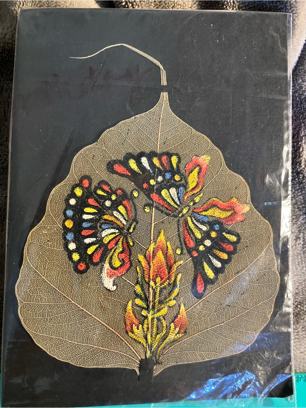 HAND PAINTED LEAF ART -  Butterfly Painted On A Peepal Leaf